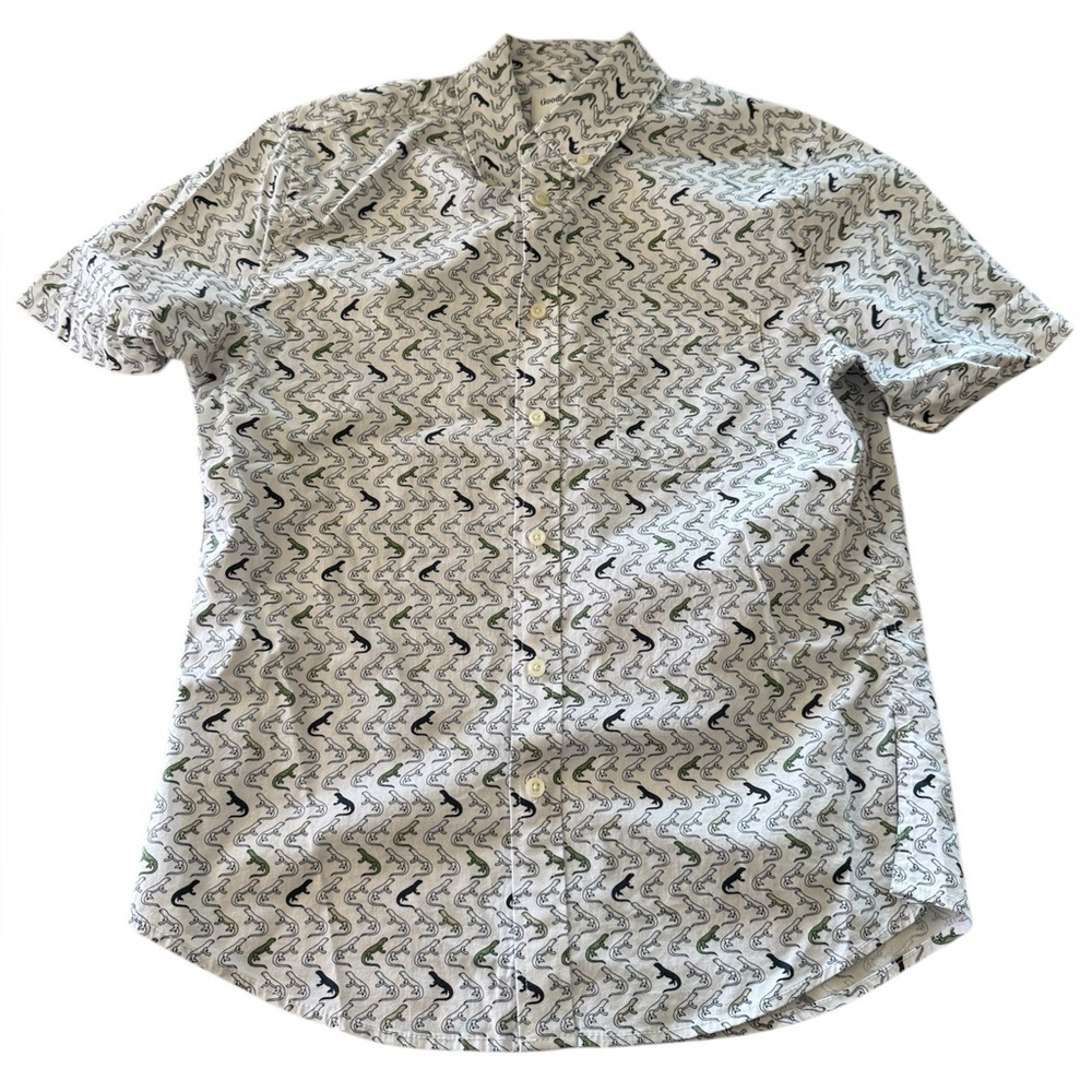 Men’s Goodfellow & Co Lizard Print Short Sleeve Button Down Slim Fit Shirt M
